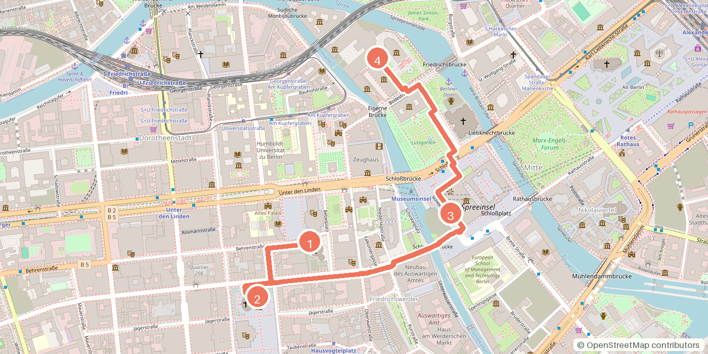 Carte du parcours à pied