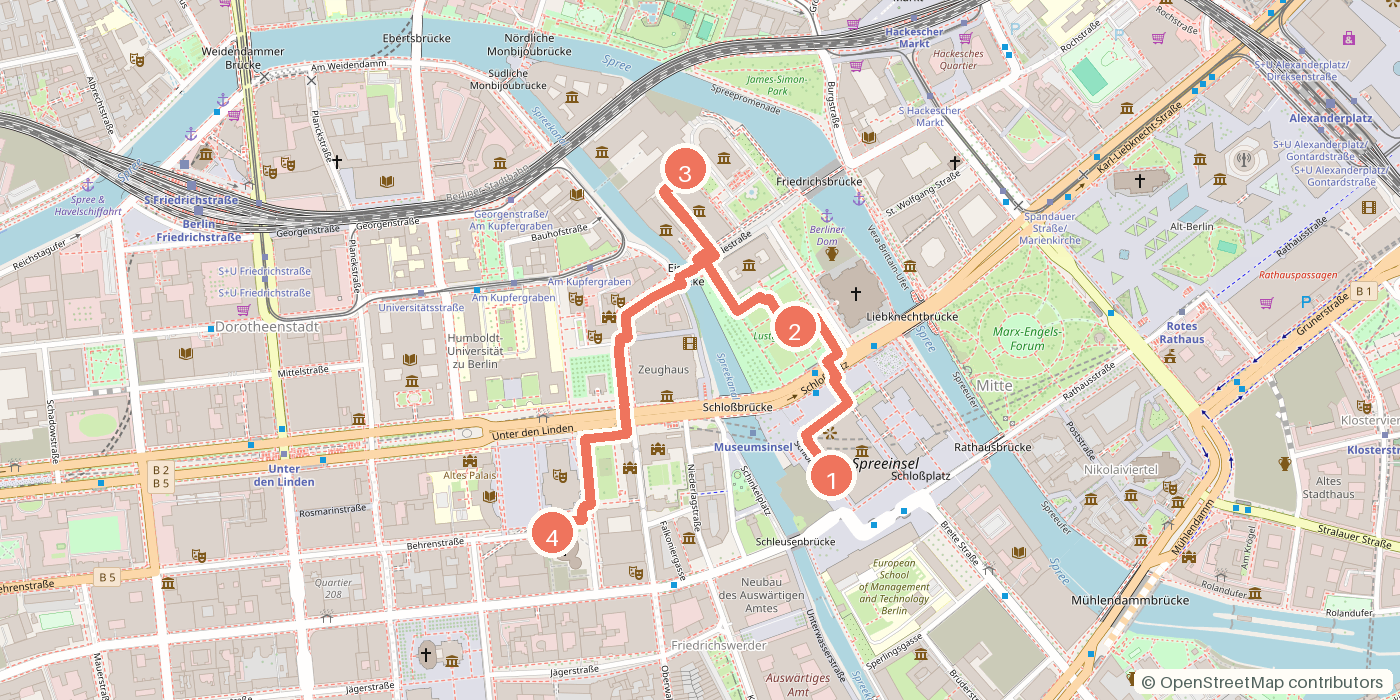Carte du parcours à pied