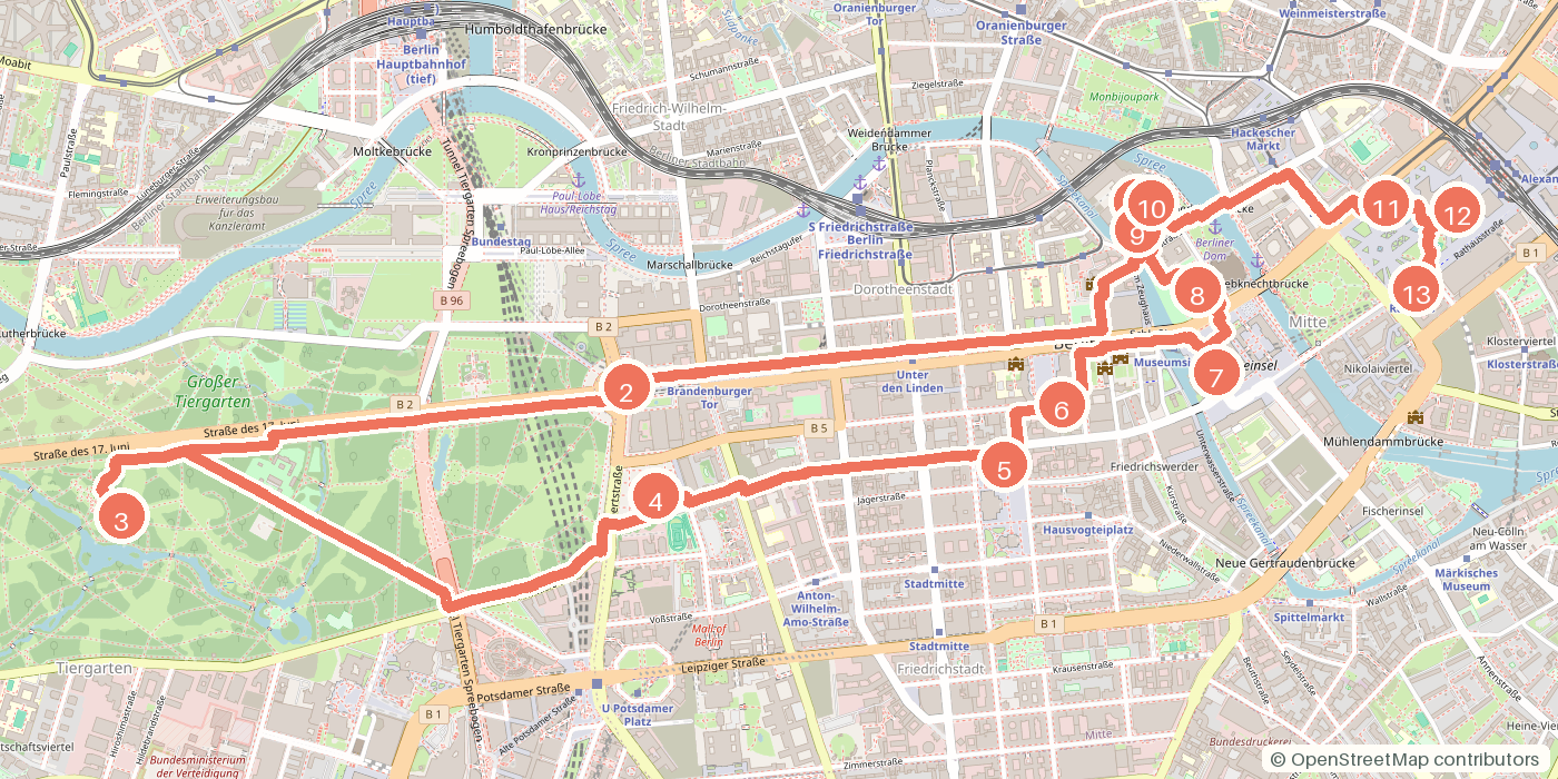 Carte du parcours à pied