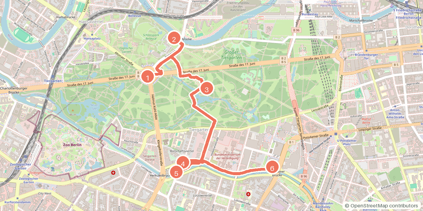 Carte du parcours à pied