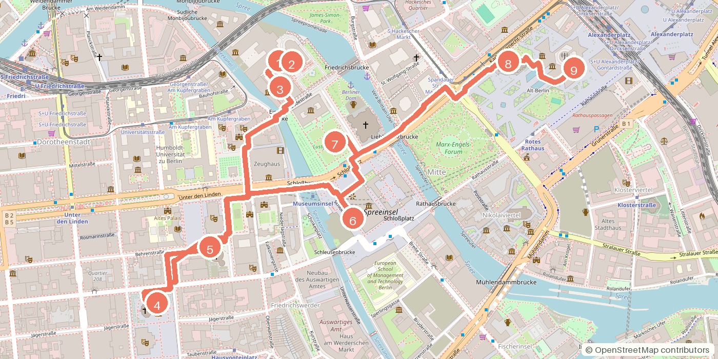Carte du parcours à pied
