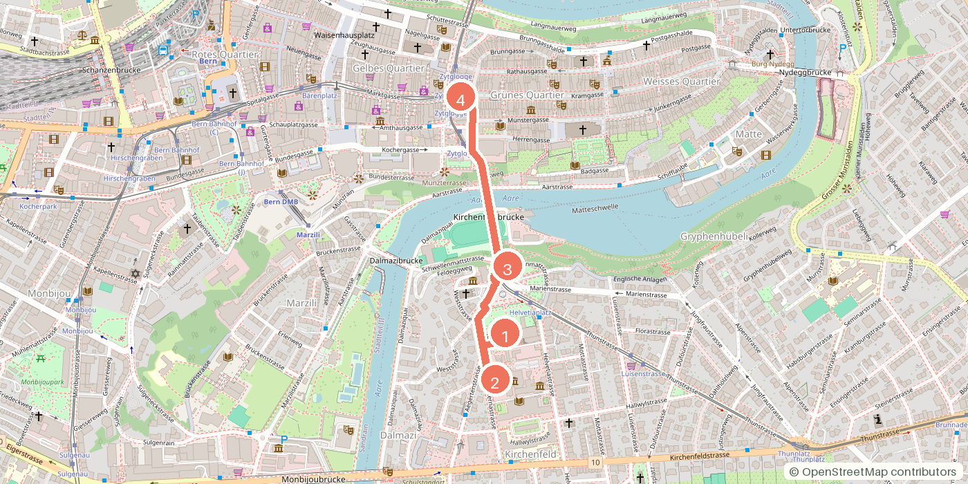 Carte du parcours à pied