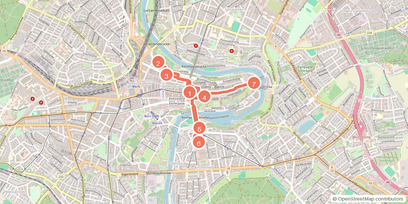Carte du parcours à pied