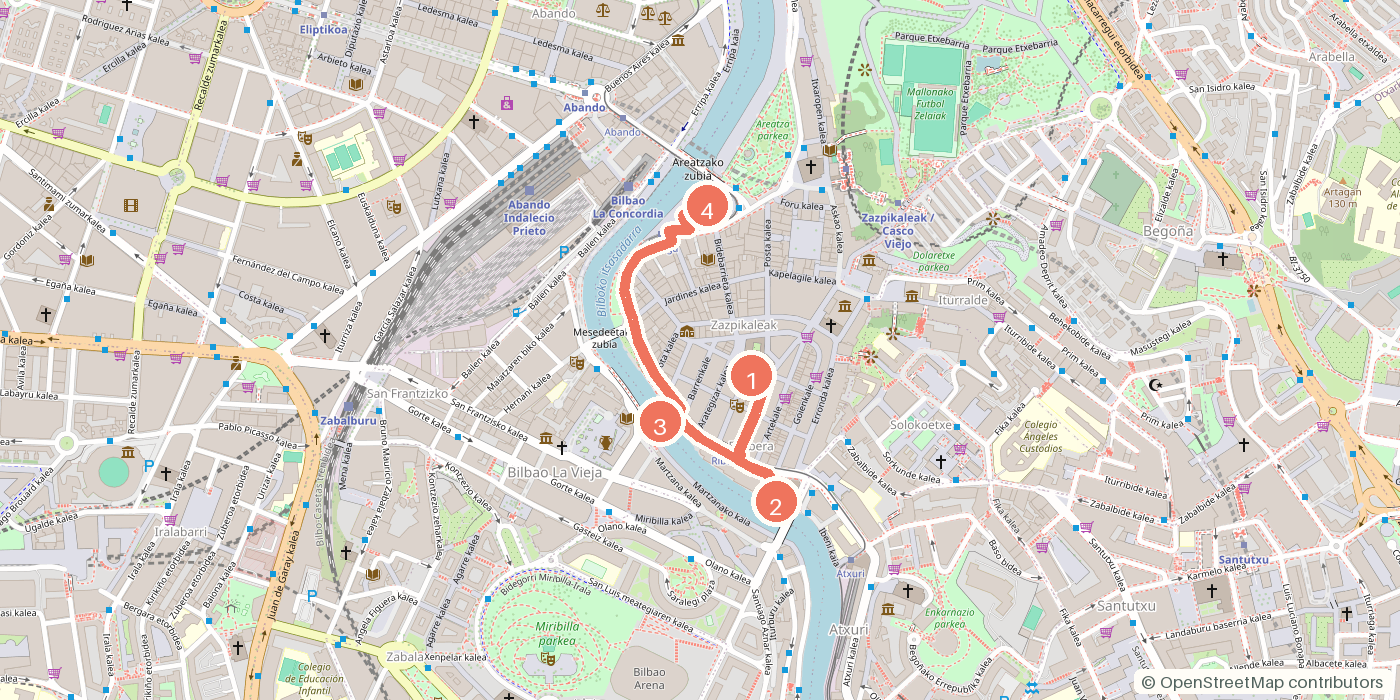 Carte du parcours à pied