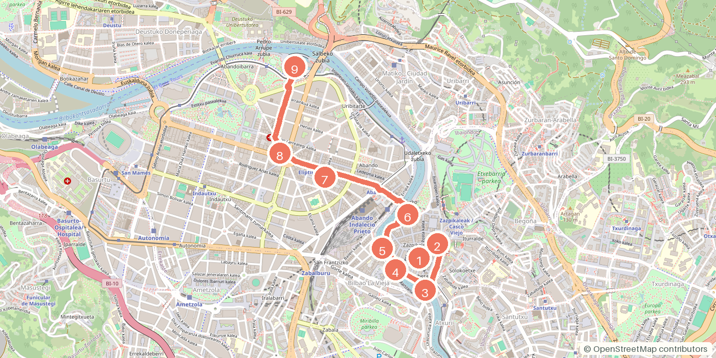 Carte du parcours à pied