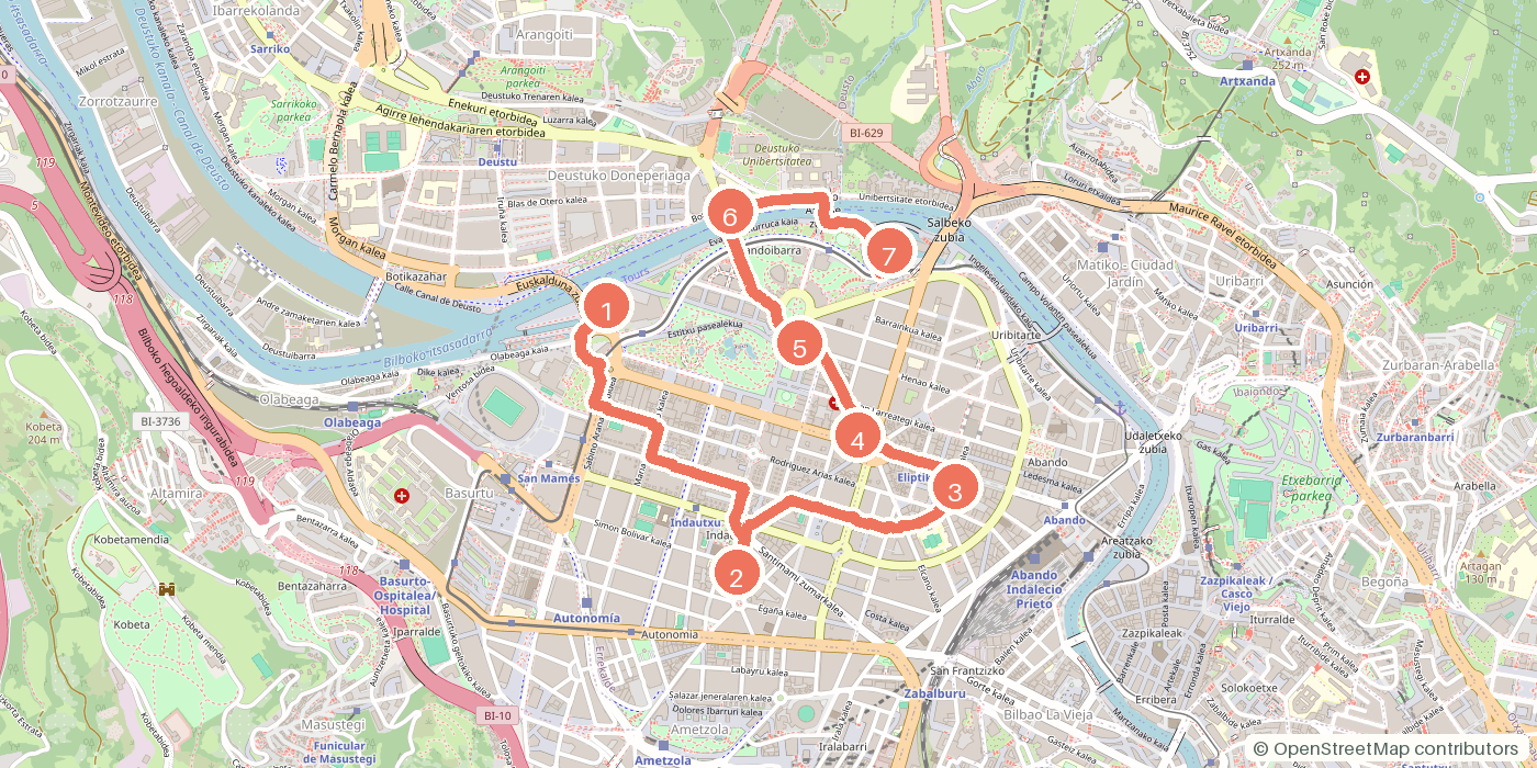 Carte du parcours à pied