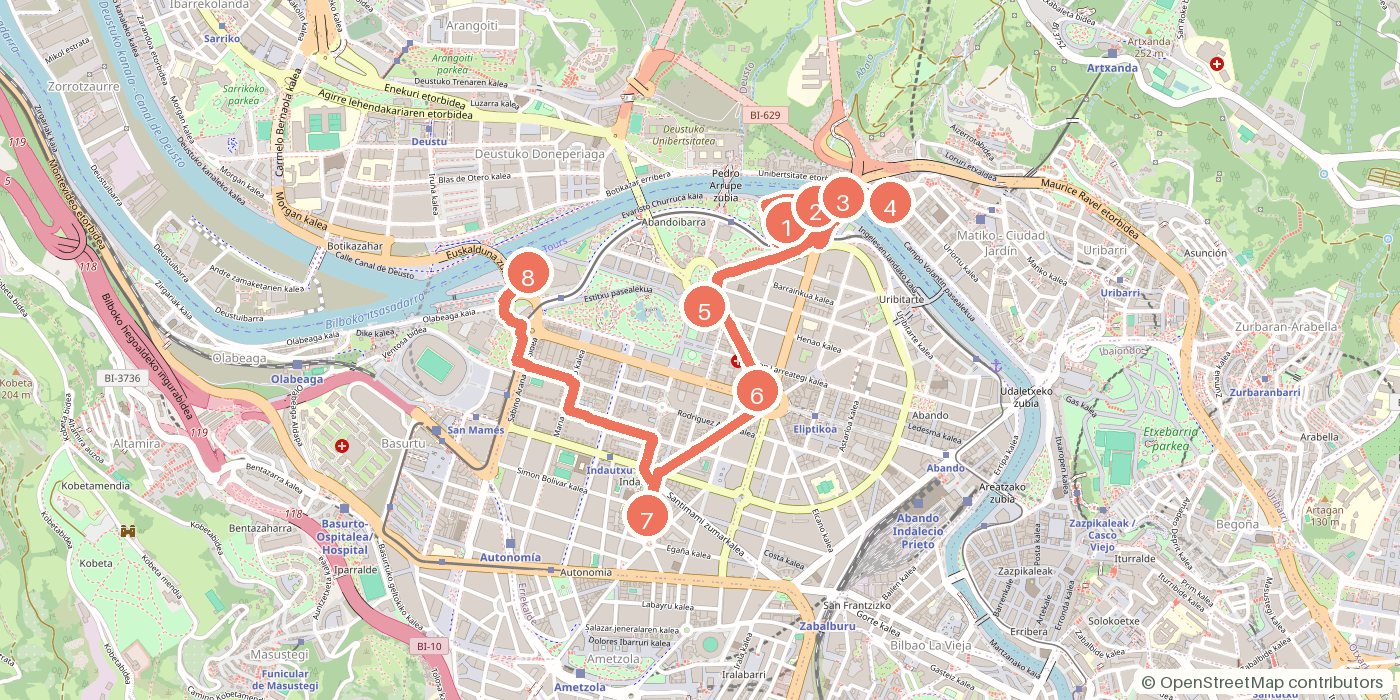 Carte du parcours à pied
