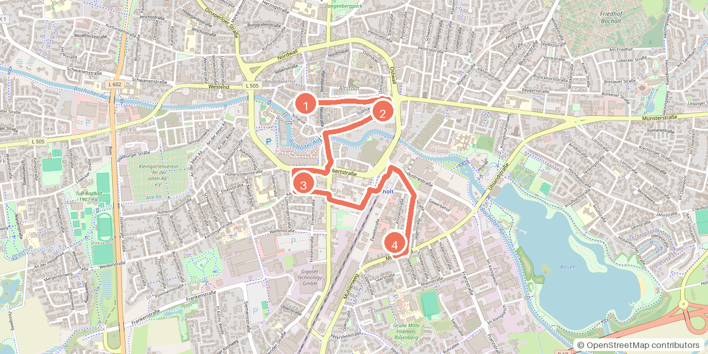 Carte du parcours à pied