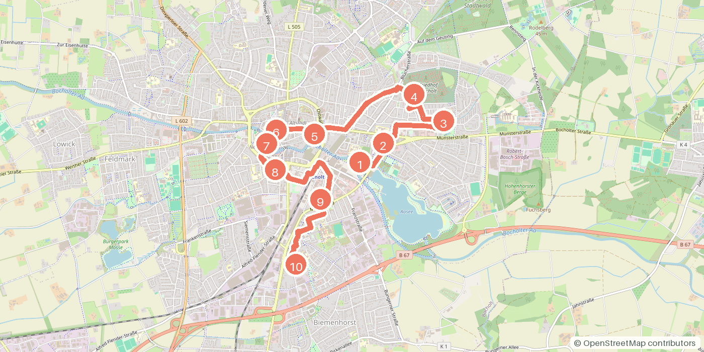 Carte du parcours à pied