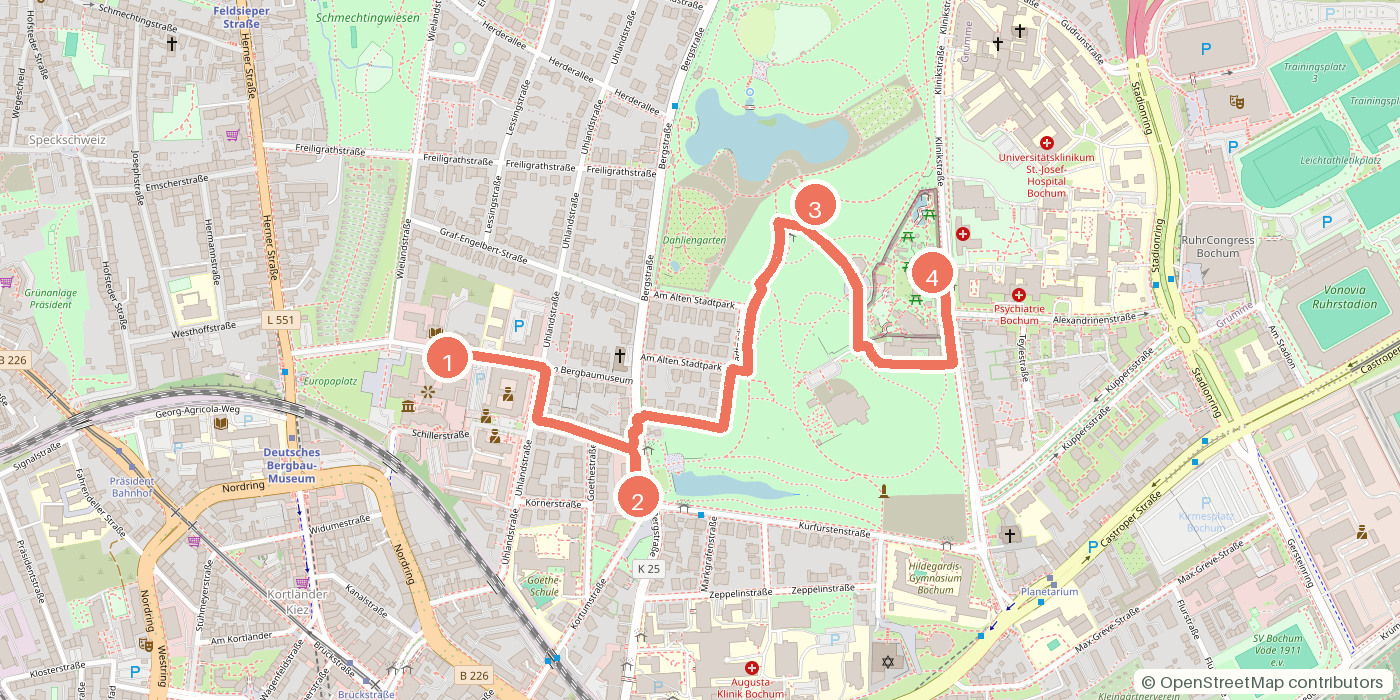 Carte du parcours à pied