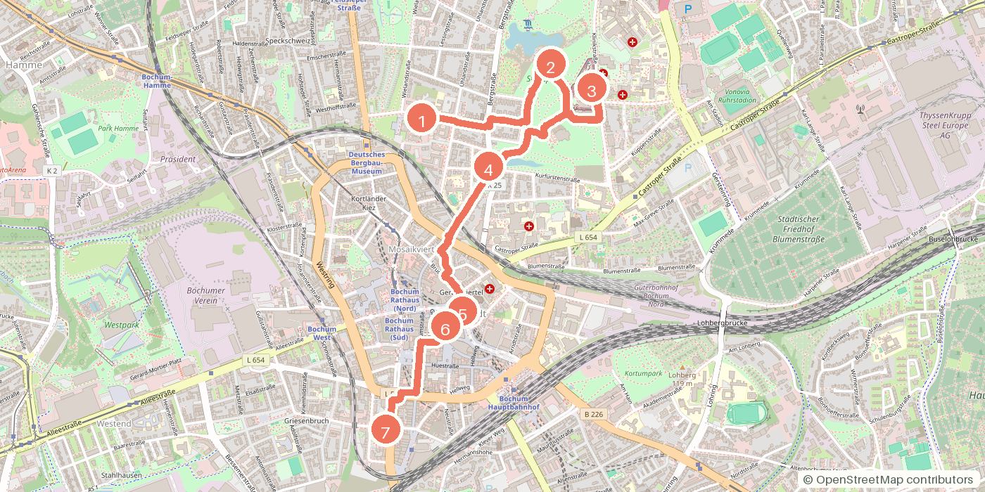 Carte du parcours à pied