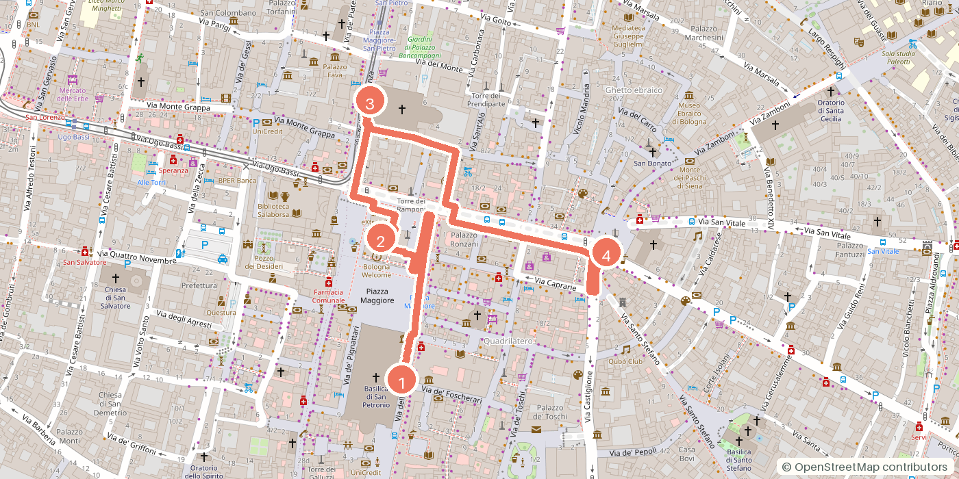Carte du parcours à pied