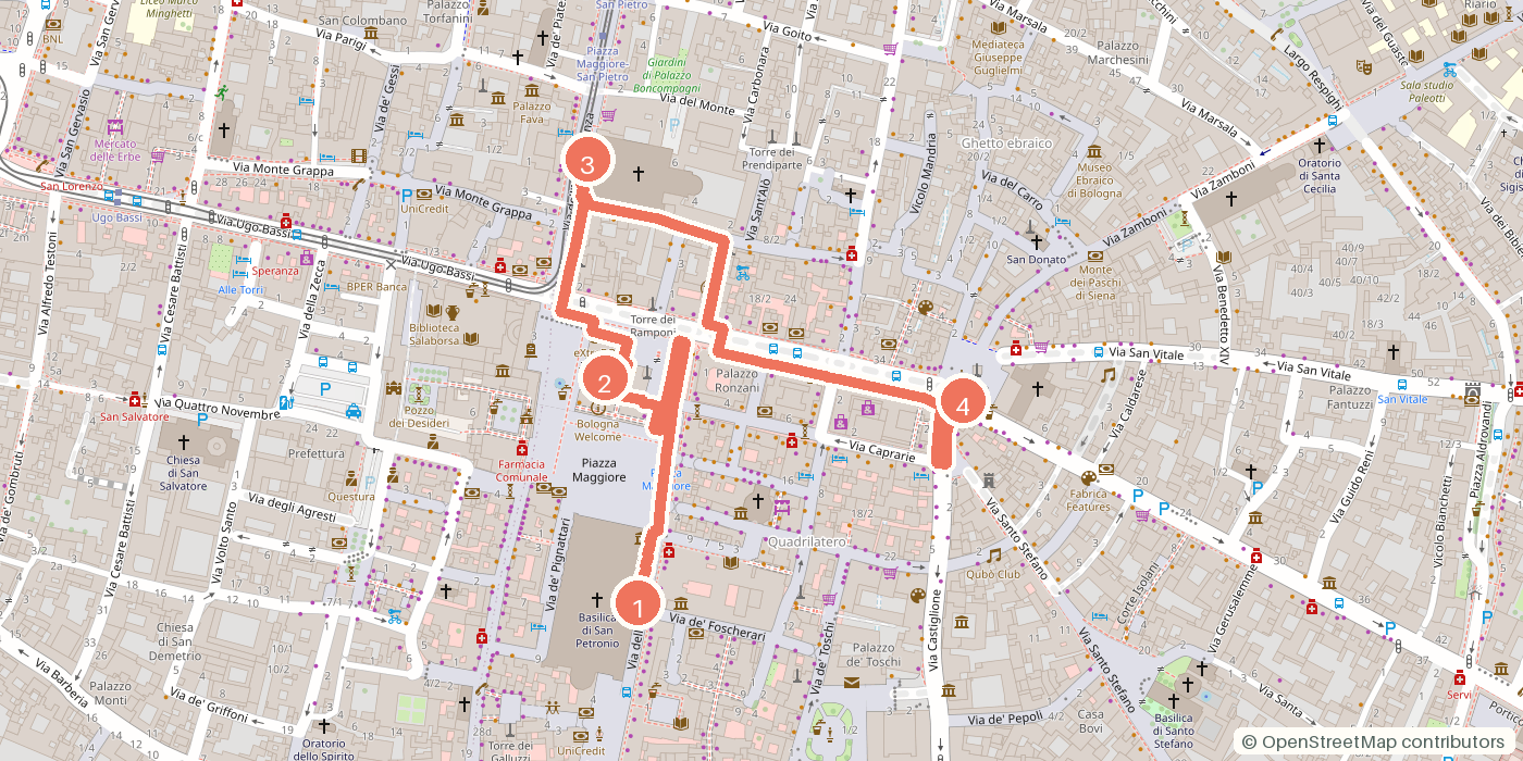 Carte du parcours à pied
