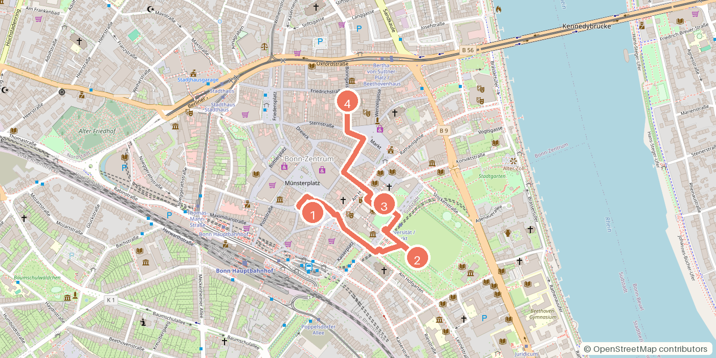 Carte du parcours à pied
