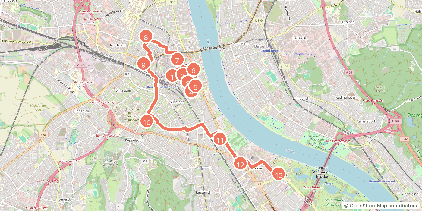 Carte du parcours à pied