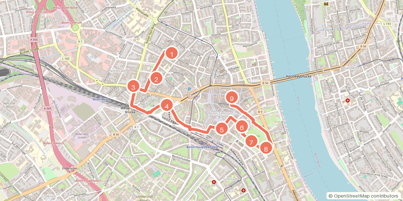 Carte du parcours à pied