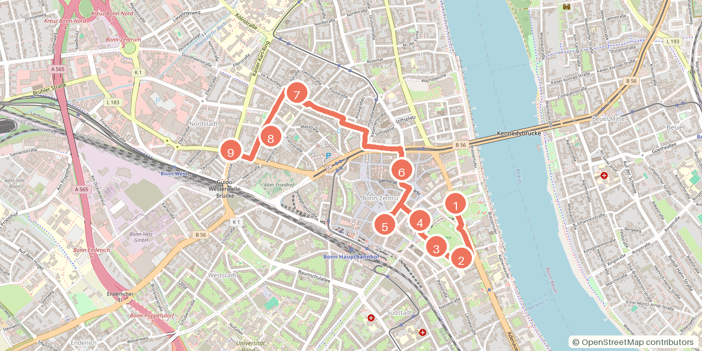 Carte du parcours à pied