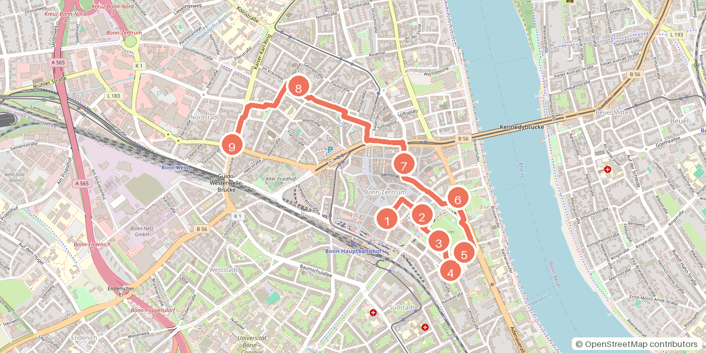 Carte du parcours à pied