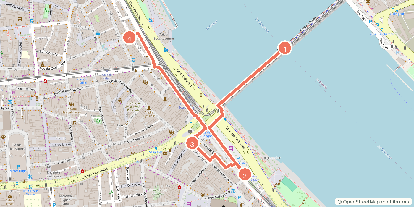 Carte du parcours à pied