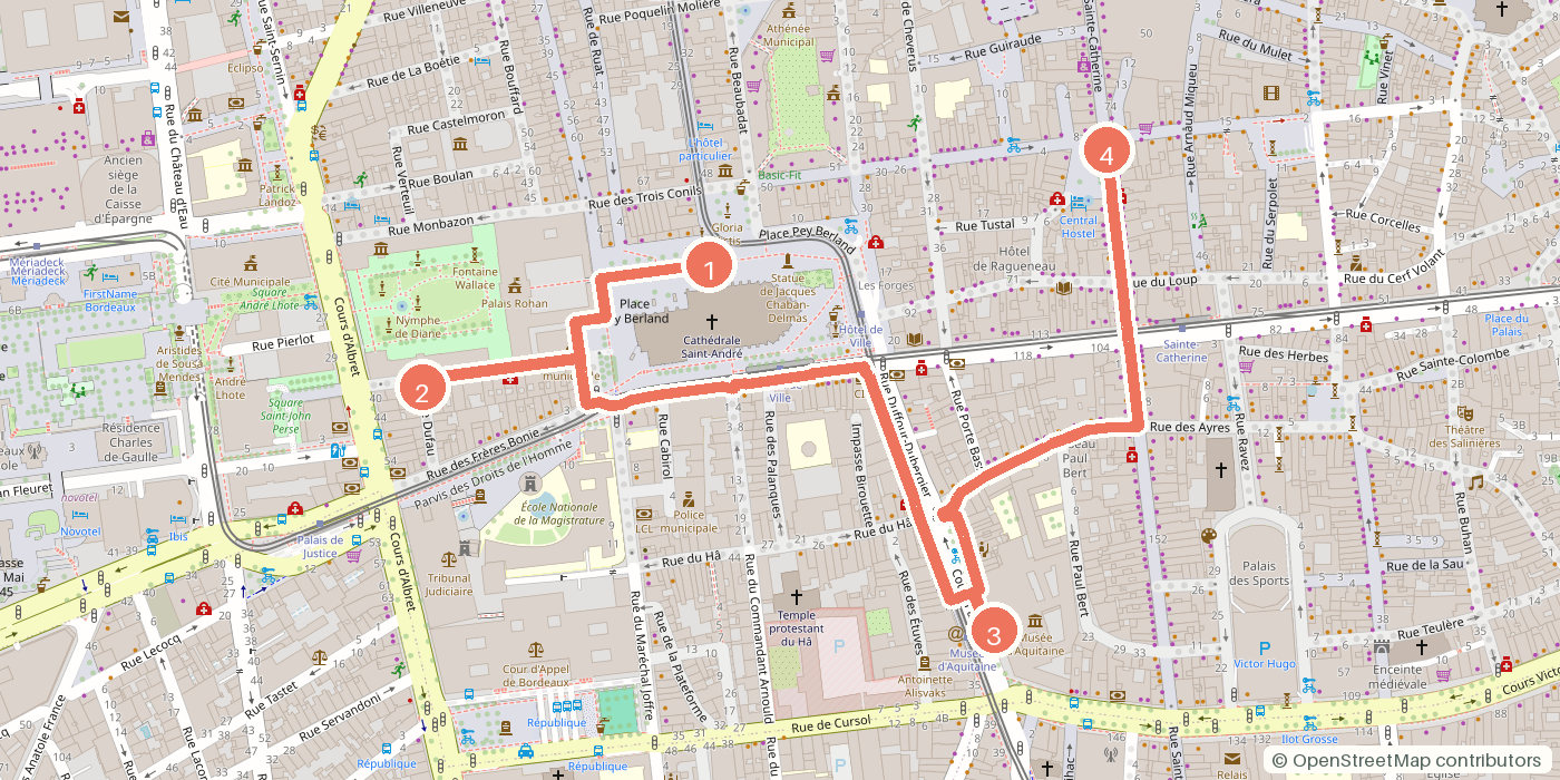 Carte du parcours à pied