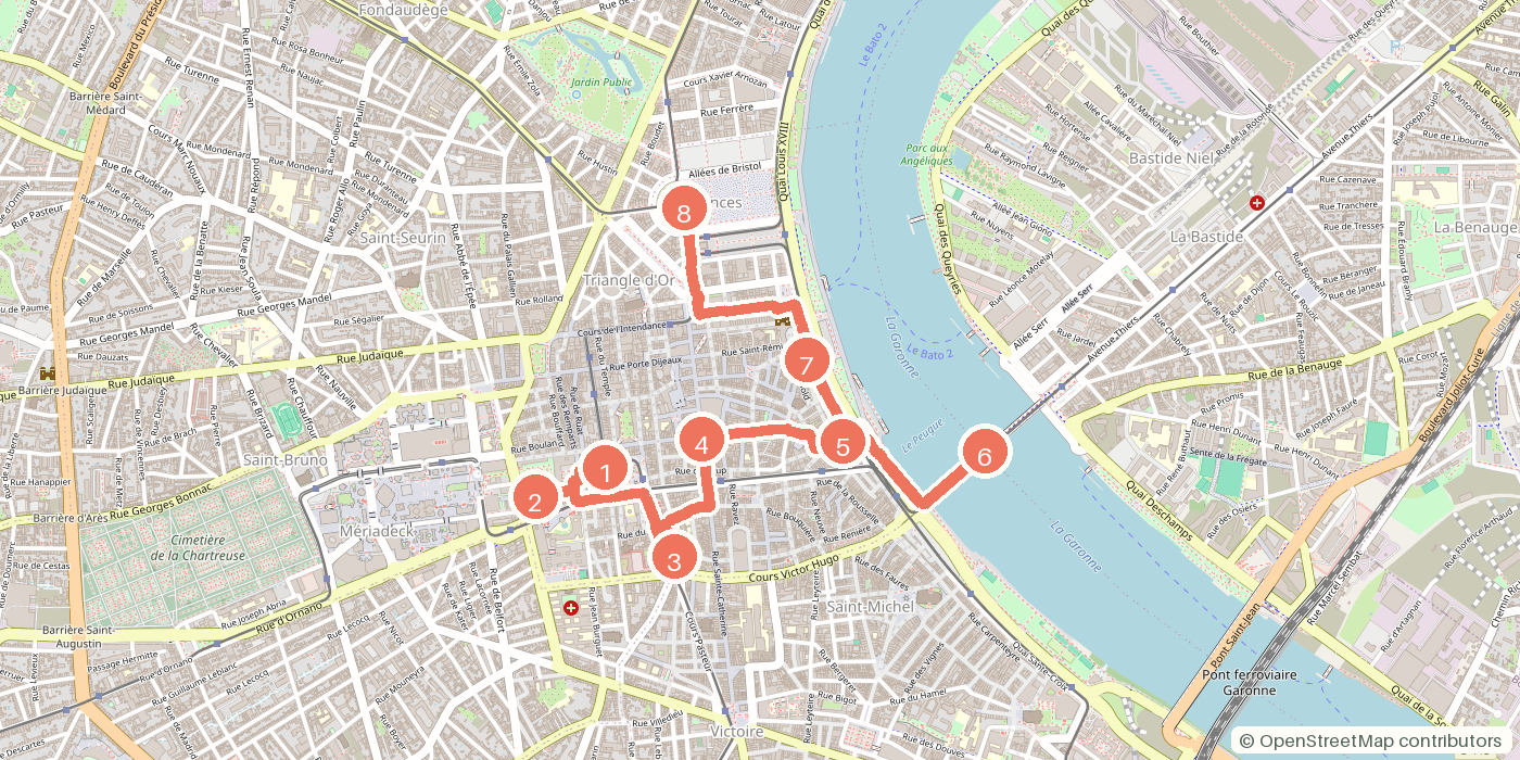 Carte du parcours à pied