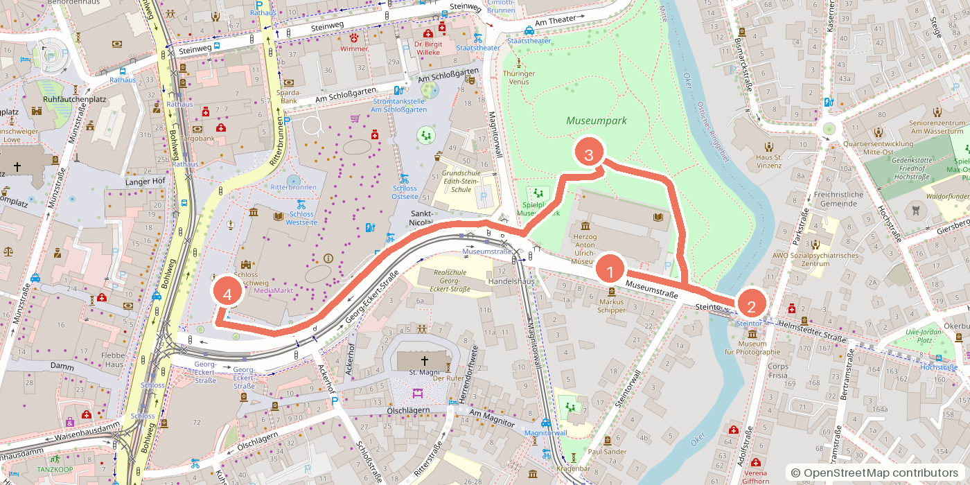 Carte du parcours à pied