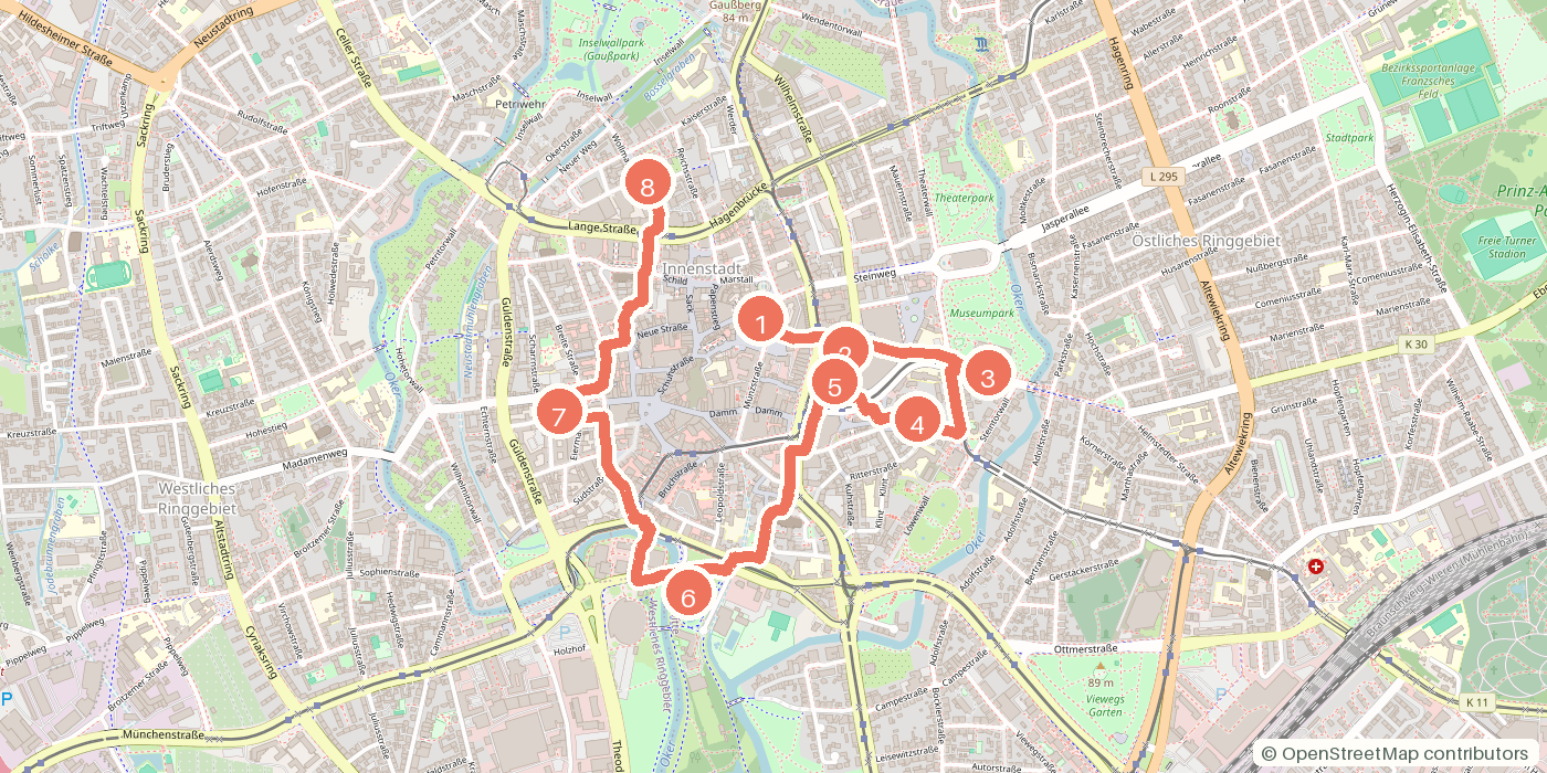 Carte du parcours à pied