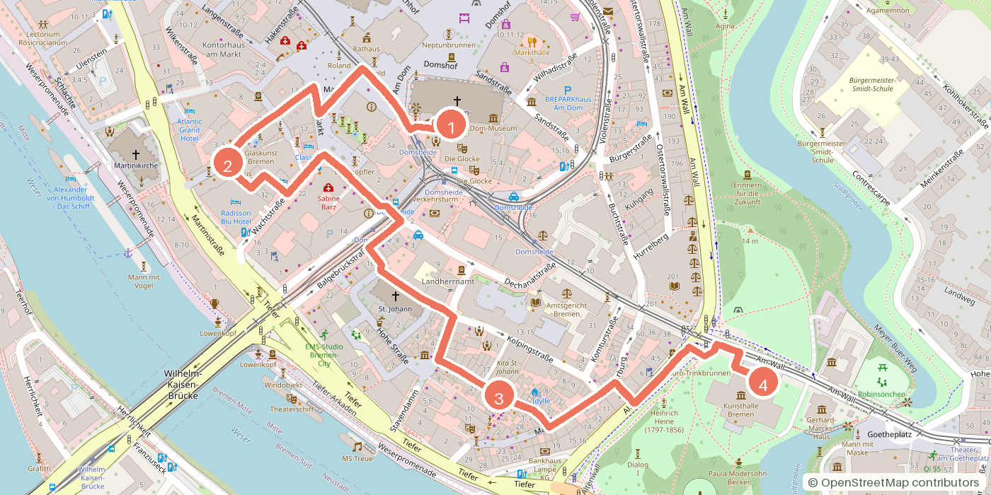 Carte du parcours à pied