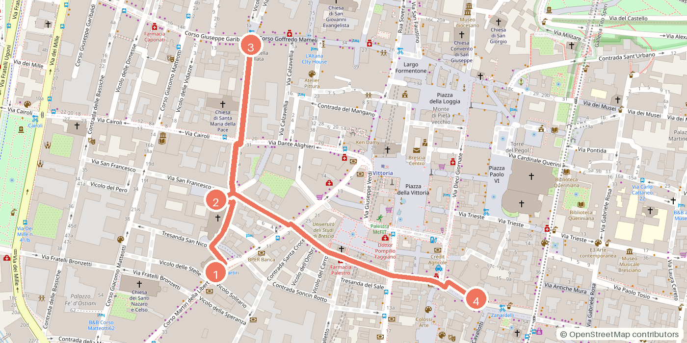 Carte du parcours à pied