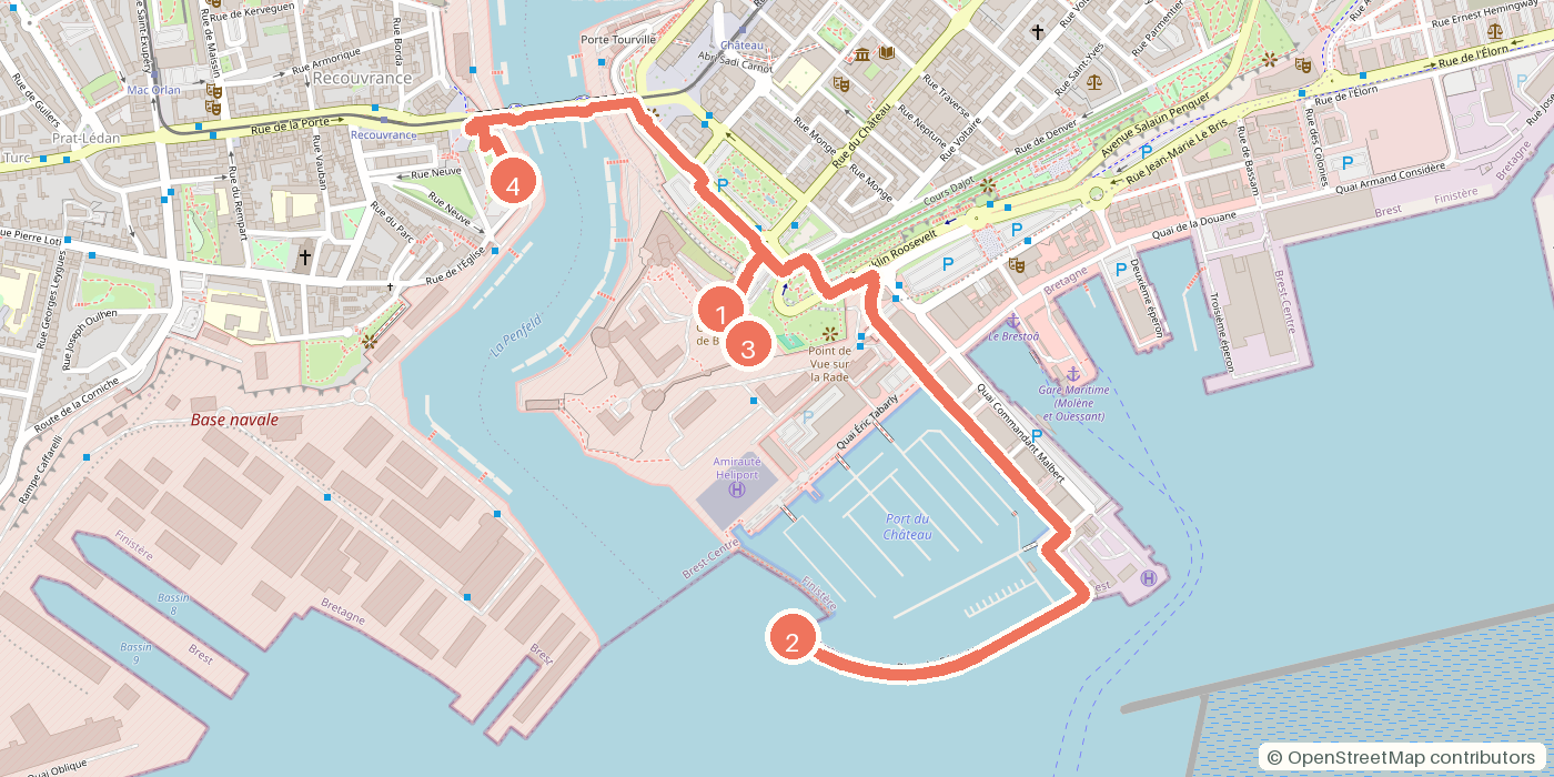 Carte du parcours à pied