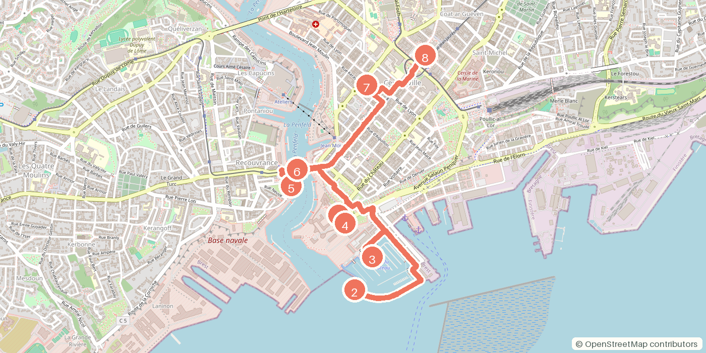 Carte du parcours à pied