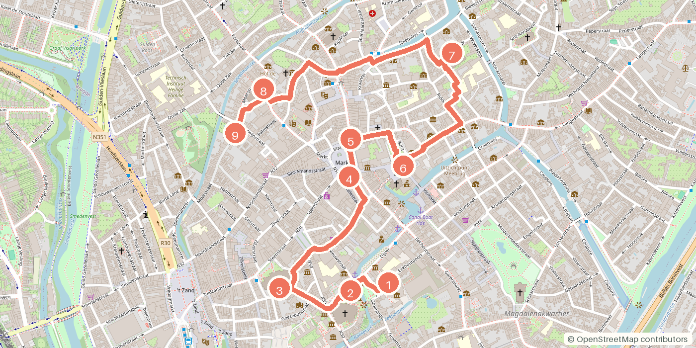 Carte du parcours à pied