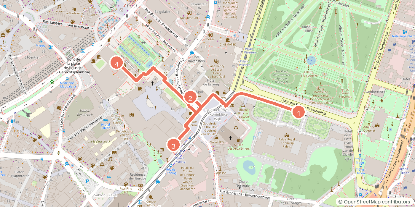 Carte du parcours à pied