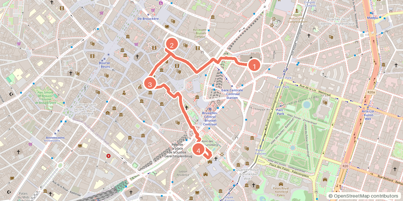Carte du parcours à pied