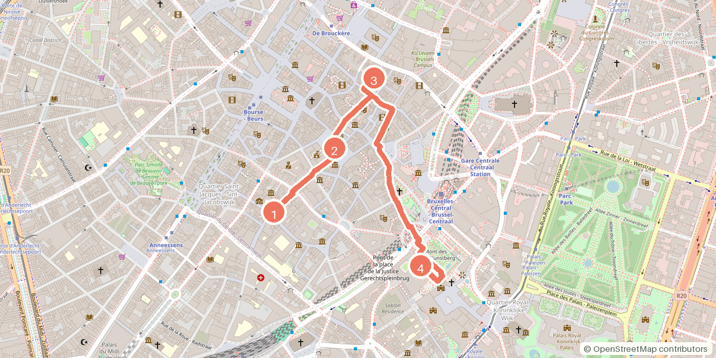 Carte du parcours à pied