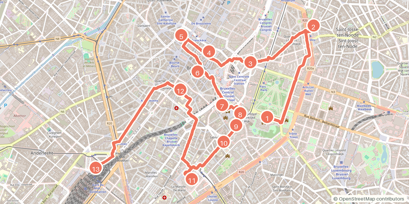 Carte du parcours à pied