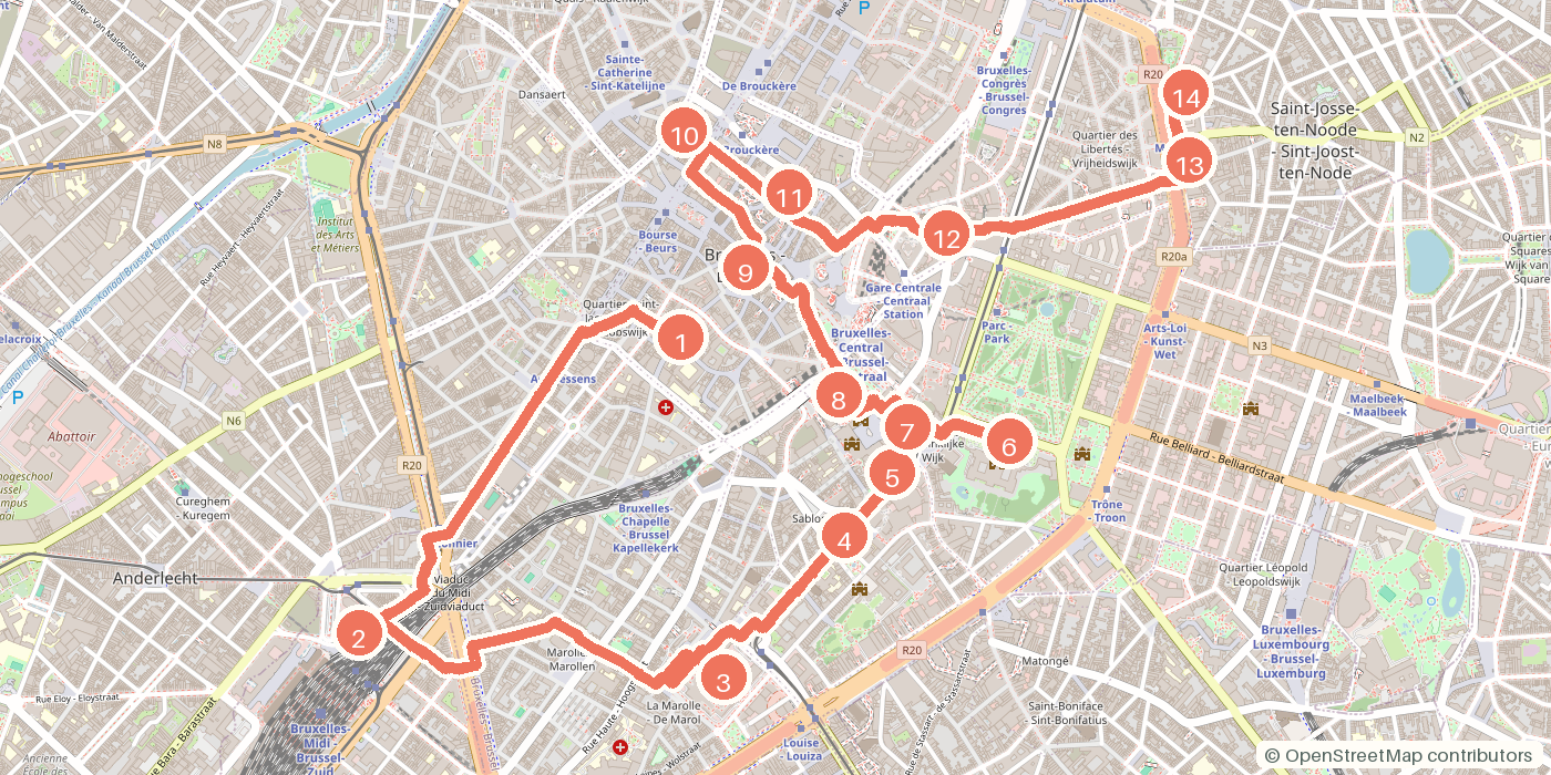 Carte du parcours à pied