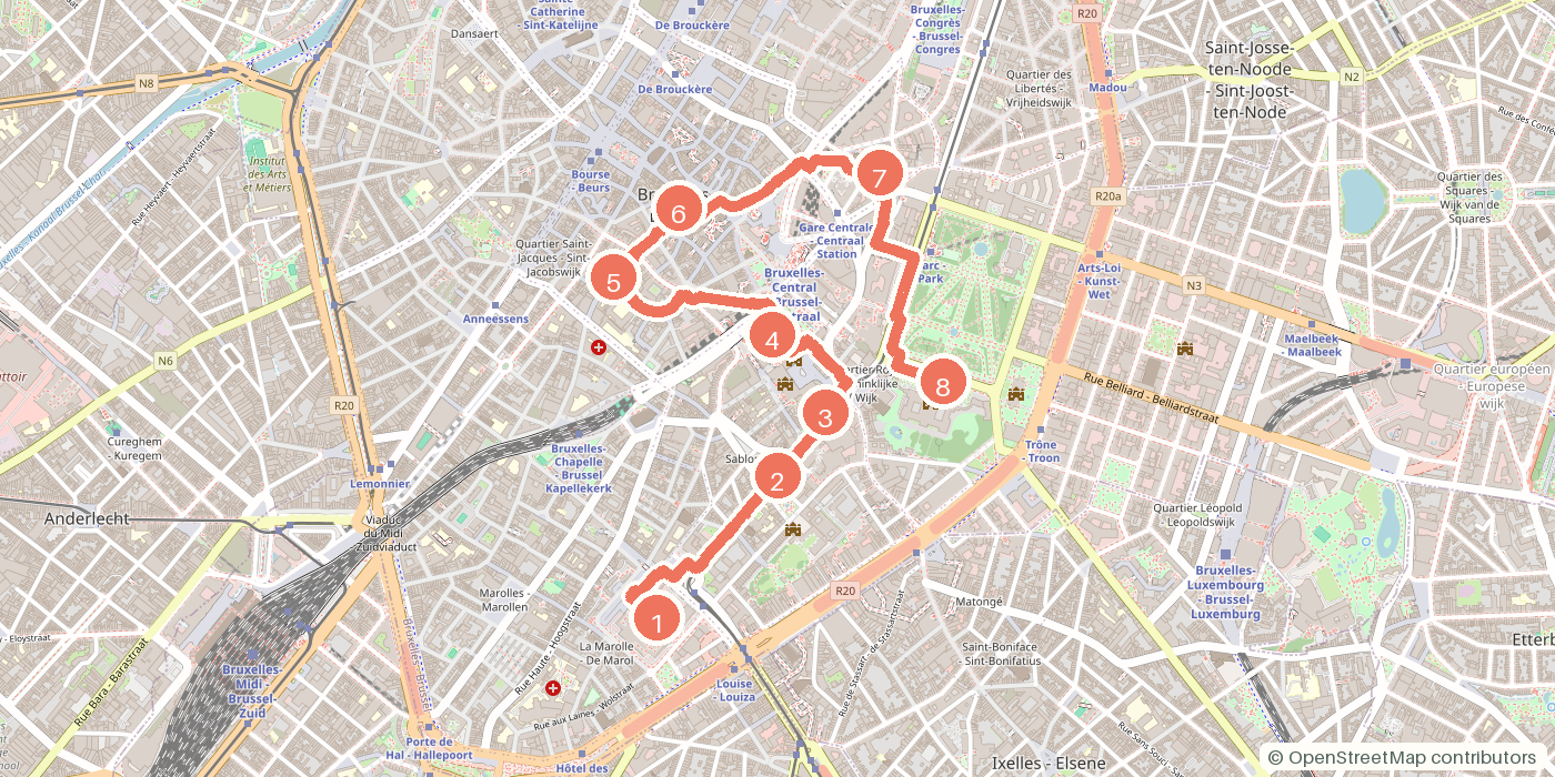 Carte du parcours à pied