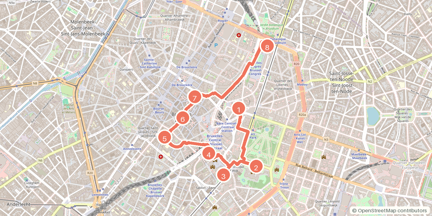 Carte du parcours à pied