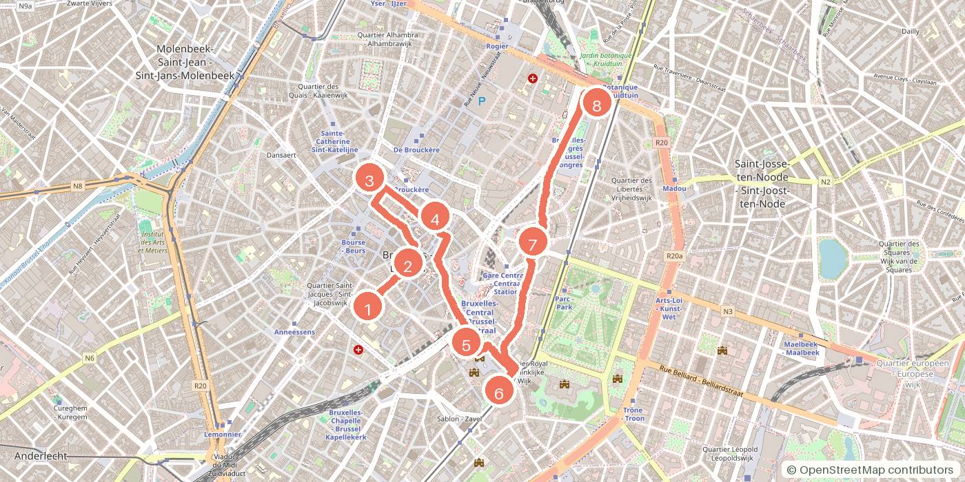 Carte du parcours à pied