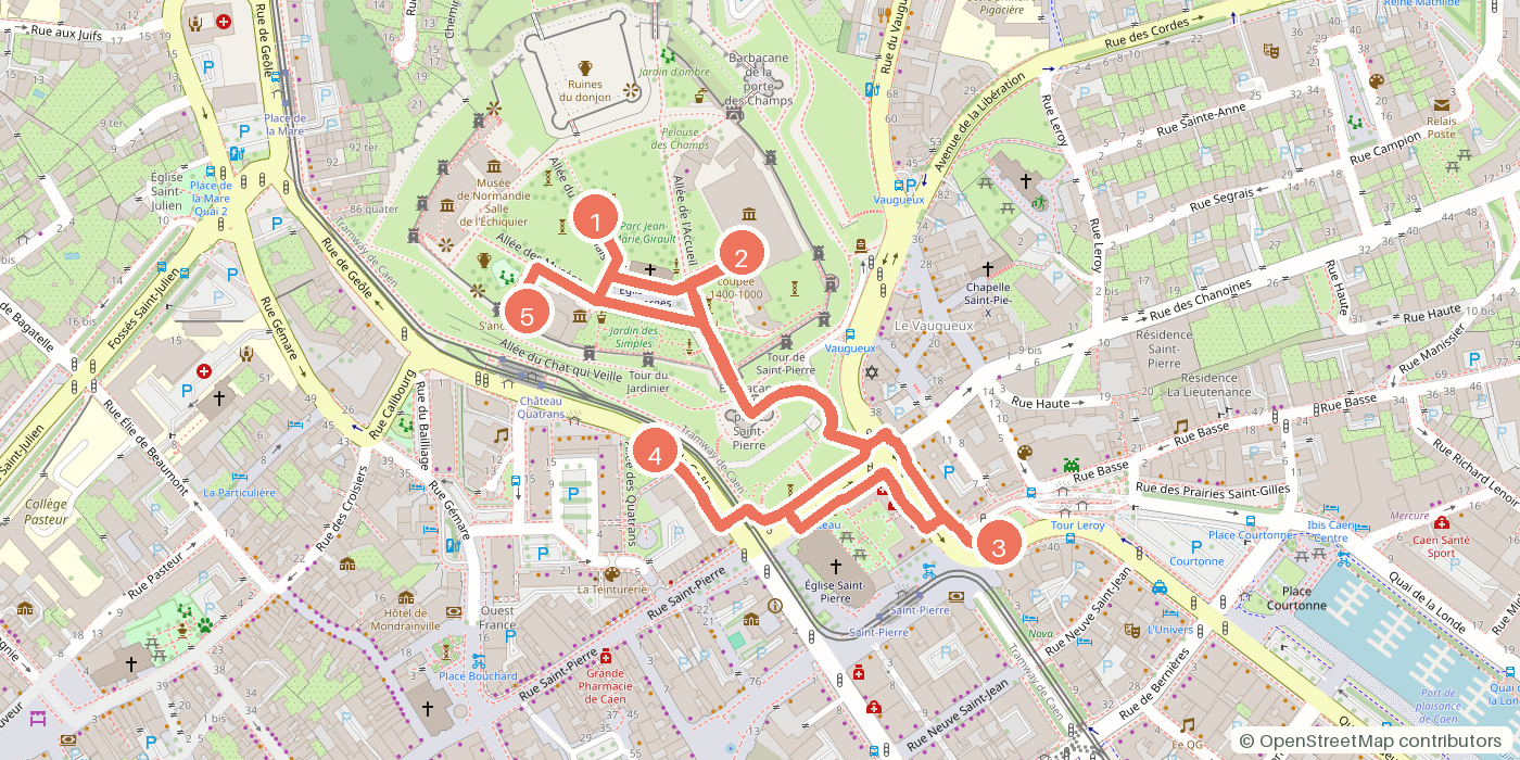 Carte du parcours à pied