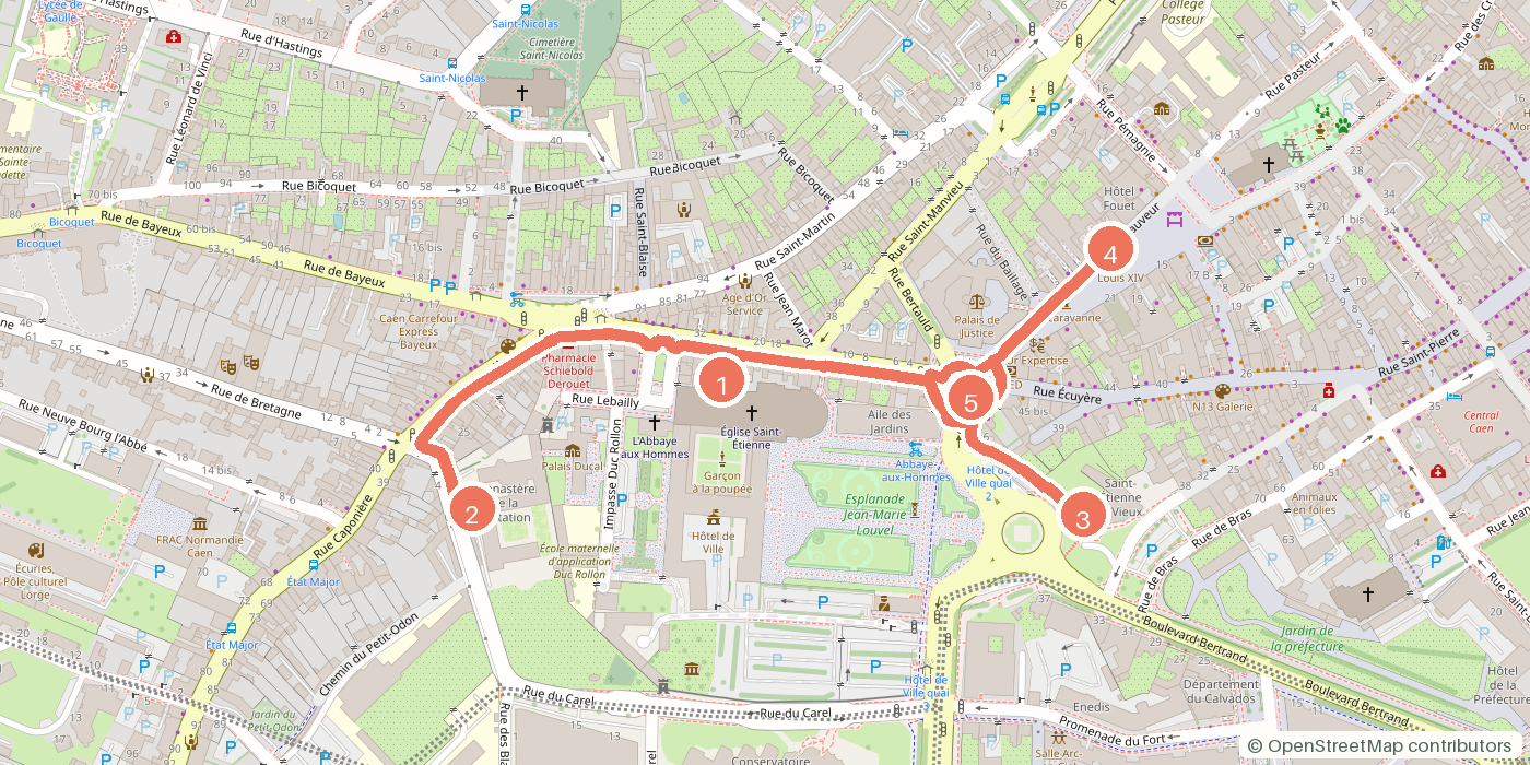 Carte du parcours à pied