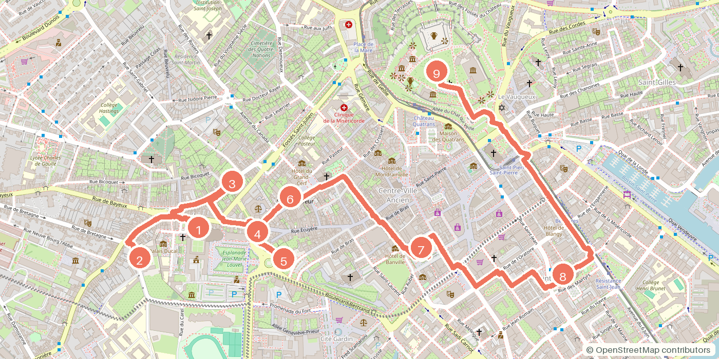 Carte du parcours à pied