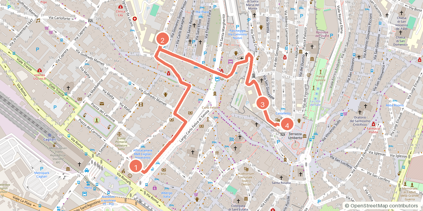 Carte du parcours à pied