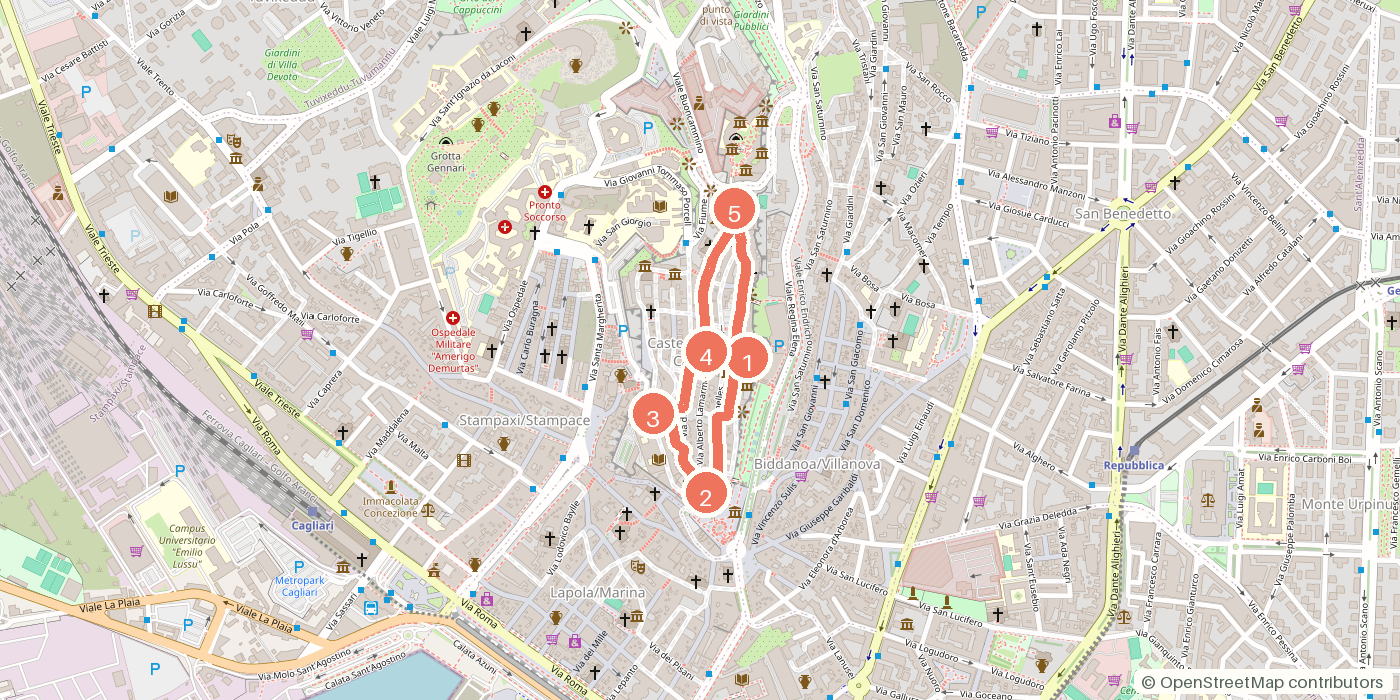Carte du parcours à pied
