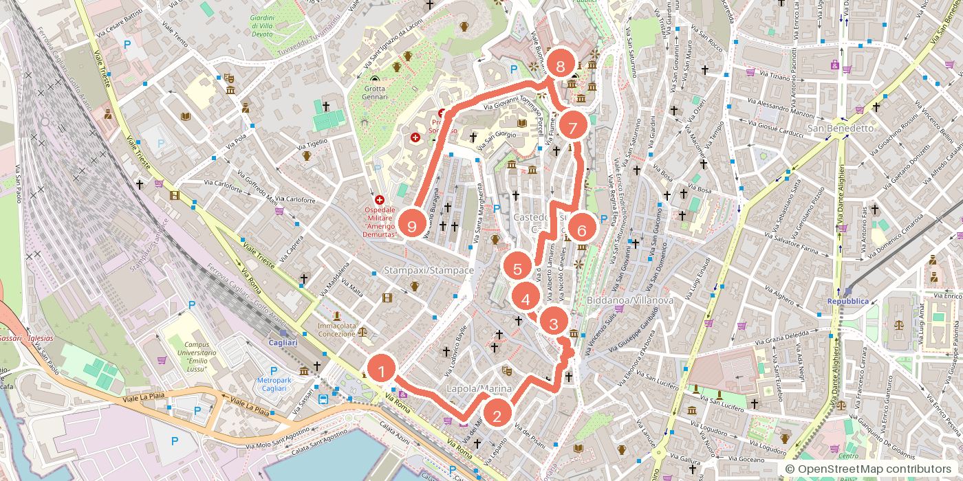 Carte du parcours à pied