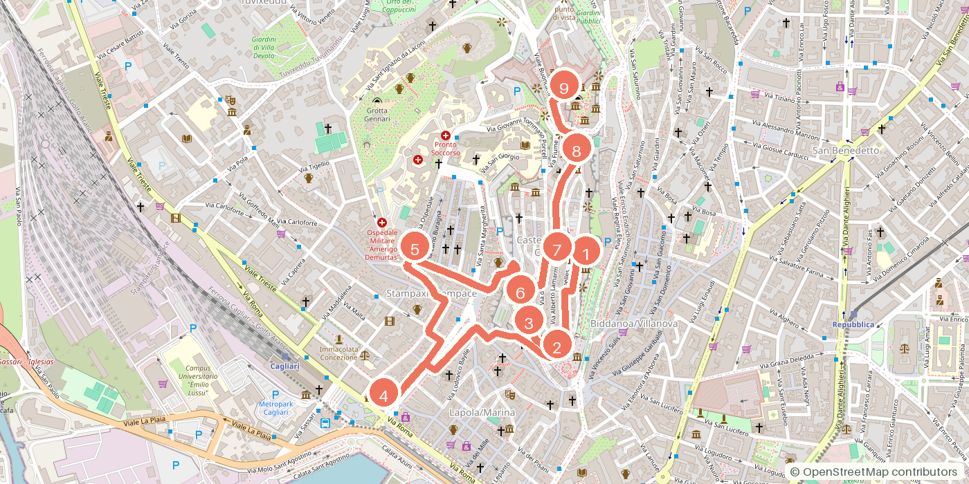 Carte du parcours à pied