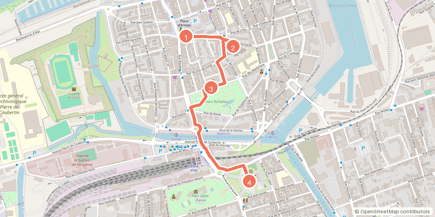 Carte du parcours à pied