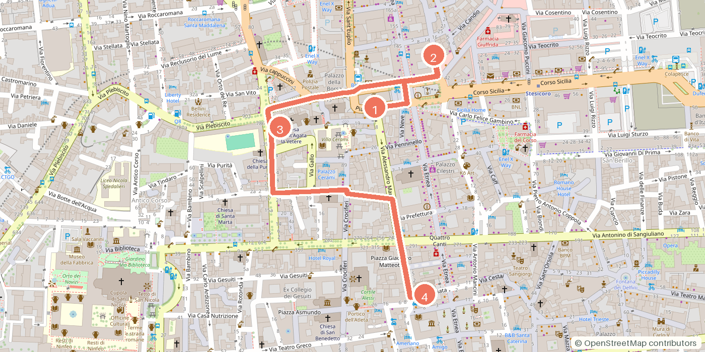 Carte du parcours à pied
