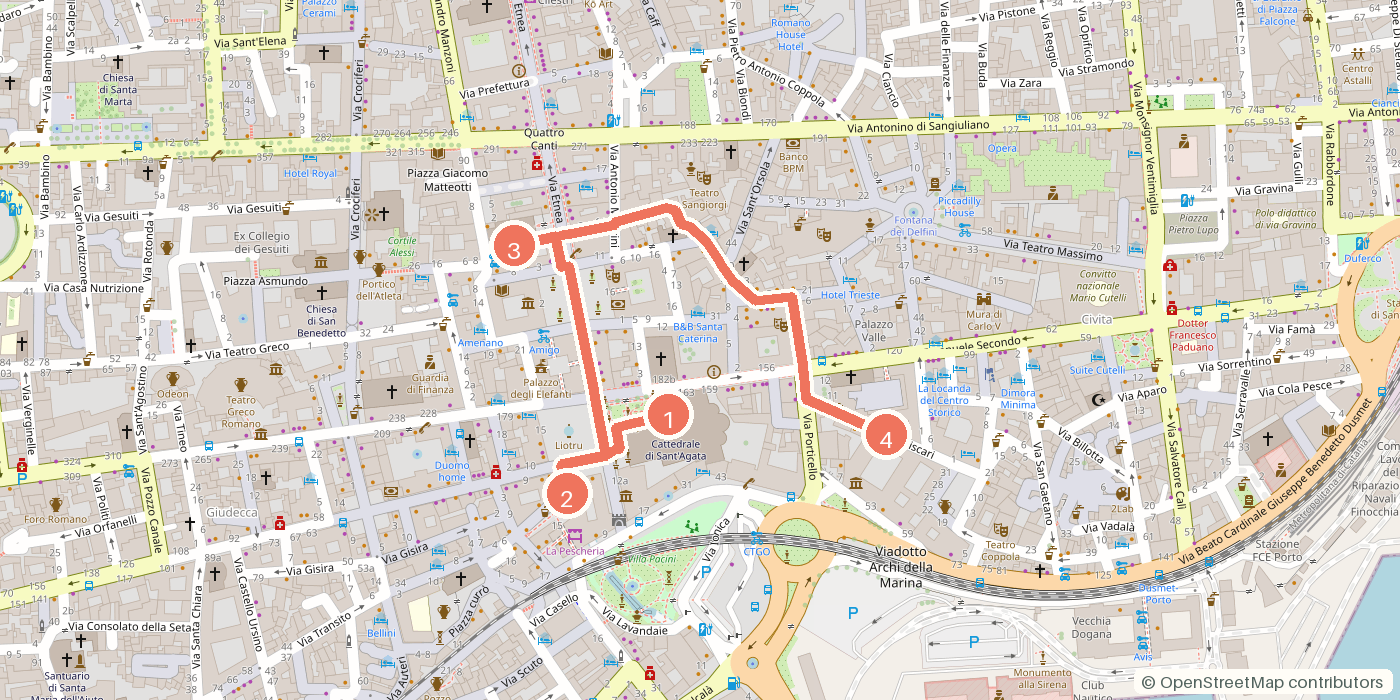 Carte du parcours à pied